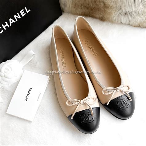 chanel denim flats|chanel flats beige and black.